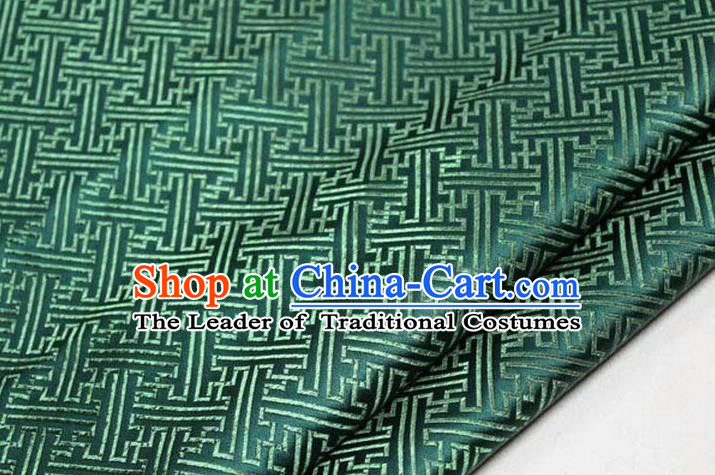 Chinese Traditional Costume Royal Palace Pattern Mongolian Robe Green Brocade Fabric, Chinese Ancient Clothing Drapery Hanfu Cheongsam Material