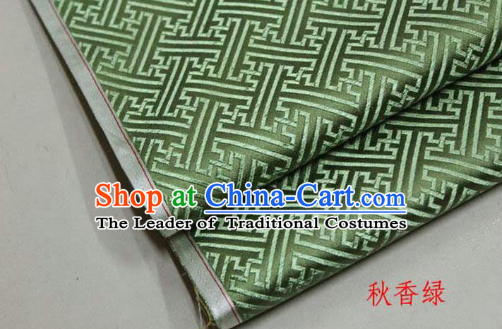 Chinese Traditional Costume Royal Palace Pattern Mongolian Robe Light Green Brocade Fabric, Chinese Ancient Clothing Drapery Hanfu Cheongsam Material