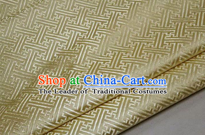 Chinese Traditional Costume Royal Palace Pattern Mongolian Robe Light Golden Brocade Fabric, Chinese Ancient Clothing Drapery Hanfu Cheongsam Material