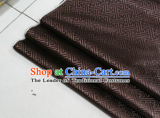 Chinese Traditional Costume Royal Palace Pattern Mongolian Robe Brown Brocade Fabric, Chinese Ancient Clothing Drapery Hanfu Cheongsam Material