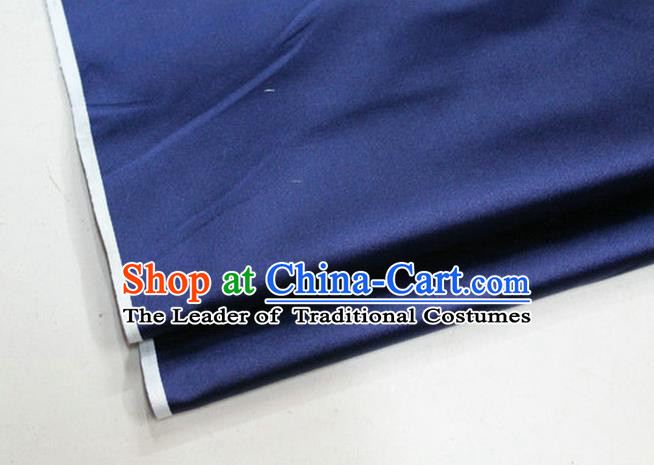 Chinese Traditional Royal Palace Mongolian Robe Deep Blue Satin Brocade Fabric, Chinese Ancient Costume Drapery Hanfu Cheongsam Material