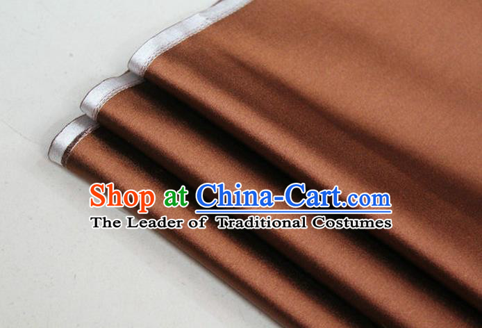 Chinese Traditional Royal Palace Mongolian Robe Deep Coffee Satin Brocade Fabric, Chinese Ancient Costume Drapery Hanfu Cheongsam Material