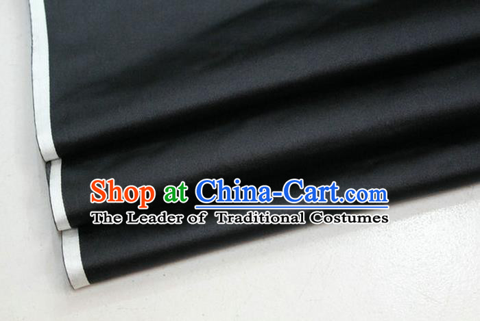 Chinese Traditional Royal Palace Mongolian Robe Black Satin Brocade Fabric, Chinese Ancient Costume Drapery Hanfu Cheongsam Material