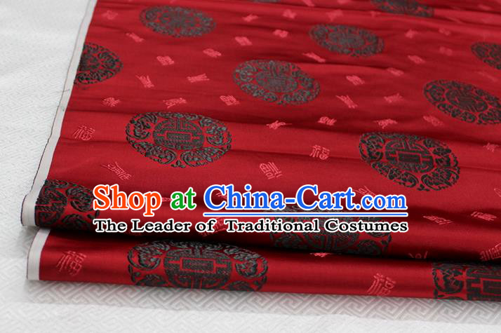 Chinese Traditional Royal Palace Longevity Pattern Mongolian Robe Purplish Red Satin Brocade Fabric, Chinese Ancient Costume Drapery Hanfu Tang Suit Material