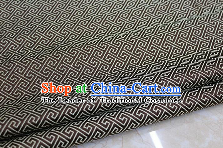 Chinese Traditional Royal Palace Back Pattern Mongolian Robe Deep Coffee Satin Brocade Fabric, Chinese Ancient Costume Drapery Hanfu Tang Suit Material