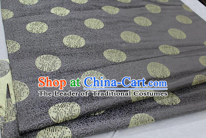 Chinese Traditional Royal Palace Longevity Pattern Mongolian Robe Grey Brocade Fabric, Chinese Ancient Costume Drapery Hanfu Tang Suit Material