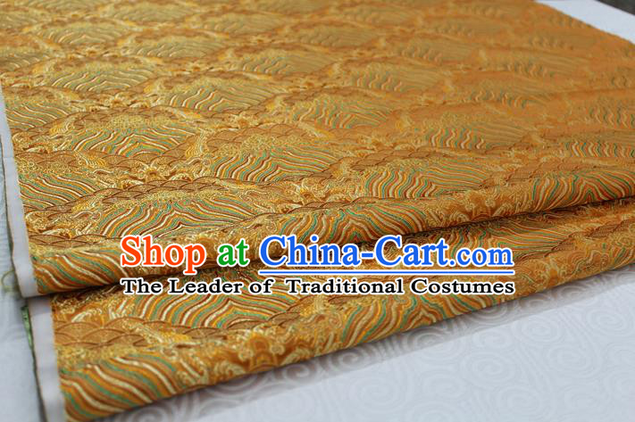 Chinese Traditional Royal Palace Pattern Mongolian Robe Golden Brocade Fabric, Chinese Ancient Emperor Costume Drapery Hanfu Tang Suit Material