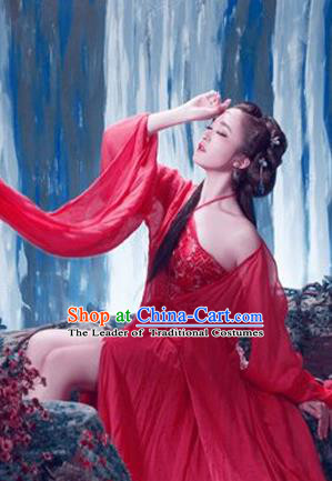 Traditional Ancient Chinese Imperial Consort Sexy Costume, Elegant Hanfu Clothing Chinese Han Dynasty Imperial Emperess Water Sleeves Clothing for Women