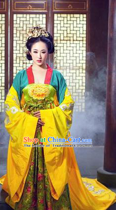 Traditional Ancient Chinese Imperial Consort Costume, Elegant Hanfu Clothing Chinese Tang Dynasty Imperial Emperess Tailing Embroidered Clothing for Women