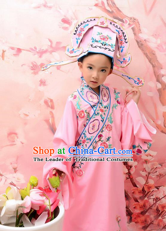 Traditional Ancient Chinese Peking Opera Scholar Costume, Hanfu Clothing Chinese Ming Dynasty Clothing for Kid