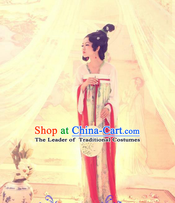 Traditional Ancient Chinese Imperial Consort Costume, Elegant Hanfu Clothing Chinese Tang Dynasty Palace Lady Tailing Clothing for Women