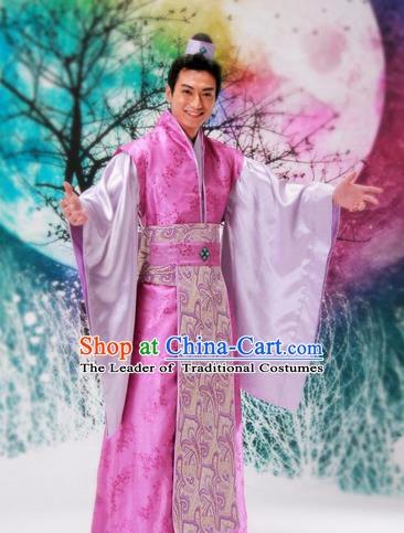 Traditional Ancient Chinese Nobility Childe Costume, Hanfu Dress Chinese Tang Dynasty Imperial Prince Embroidered Clothing for Men