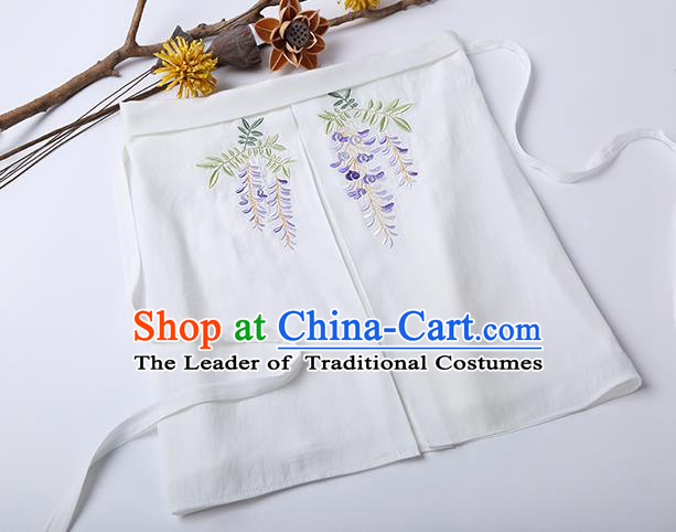 Traditional Ancient Chinese Costume Chest Wrap, Elegant Hanfu Boob Tube Top Clothing Chinese Song Dynasty Embroidery Wisteria White Condole Belt for Women