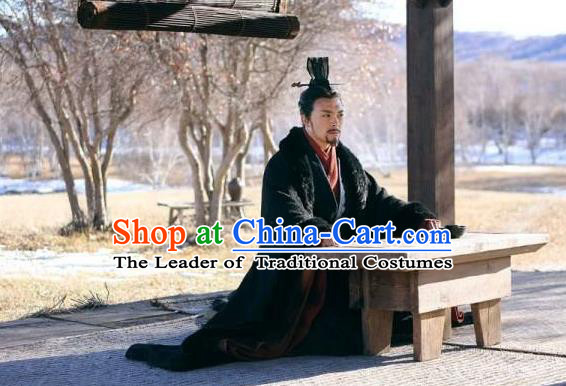 Traditional Ancient Chinese Imperial Emperor Costume, Elegant Hanfu Orphrey Dress Chinese Qin Dynasty Imperial King Embroidered Robes for Men