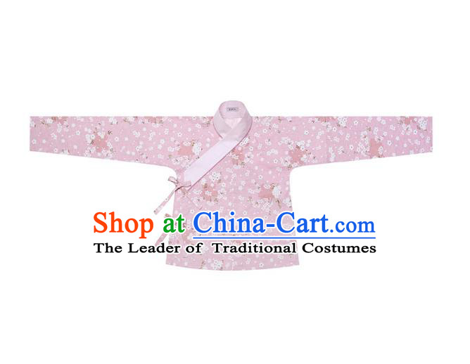 Traditional Ancient Chinese Female Costume Blouse, Elegant Hanfu Clothing Chinese Ming Dynasty Palace Lady Embroidered Oriental Cherry Pink Shirt Clothing for Women