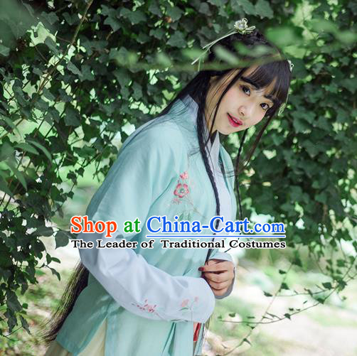 Traditional Ancient Chinese Female Costume Cardigan, Elegant Hanfu Coat Chinese Ming Dynasty Palace Lady Embroidered Hibiscus Rosa-sinensis Clothing for Women