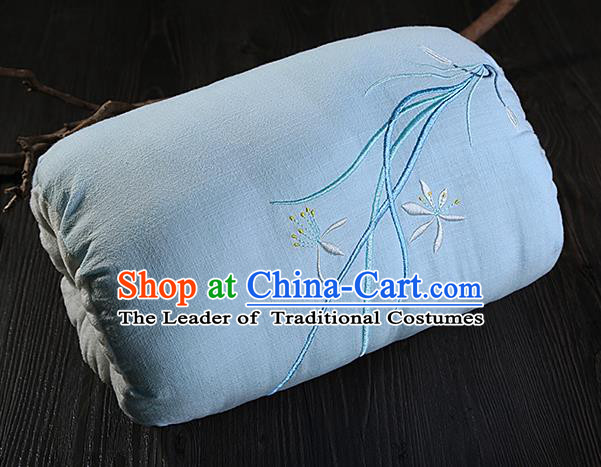 Traditional Ancient Chinese Embroidered Muff Embroidered Orchid Light Blue Handwarmers for Women