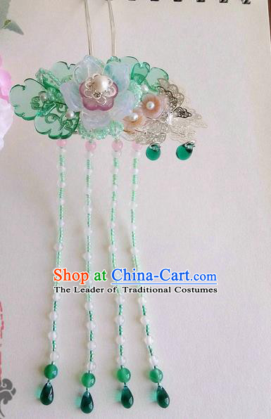 Traditional Handmade Chinese Ancient Princess Classical Accessories Jewellery Pure Copper Coloured Glaze Hair Sticks Hair Jewellery, Blue Hair Fascinators Hairpins for Women