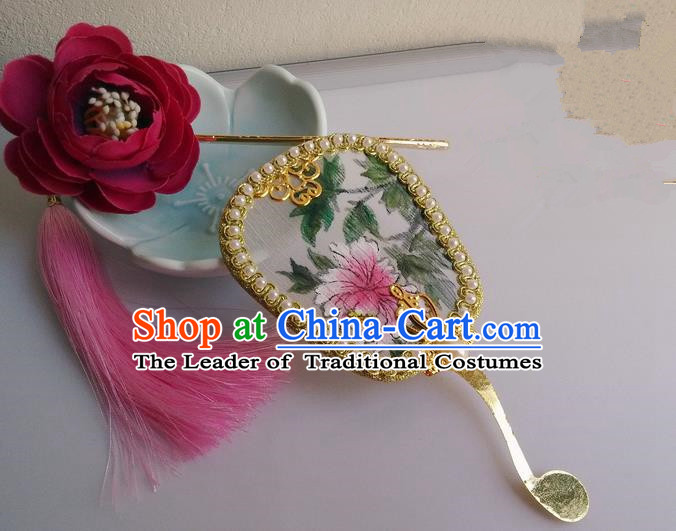 Traditional Chinese Handmade Ancient Hanfu Cosplay Little Palm-leaf Fan Props