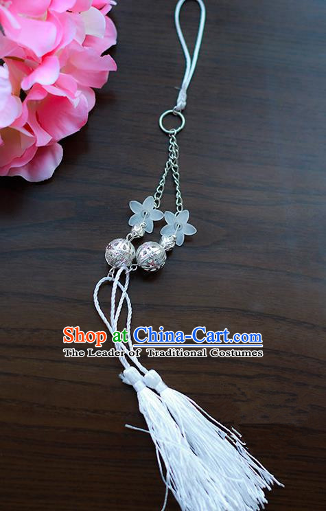 Traditional Chinese Handmade Ancient Hanfu Waist Jewelry Jade Wearing Palace Feather Bells Pendant Sword Tassel for Women