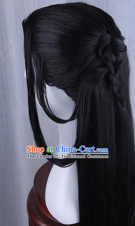 Traditional Handmade Ancient Chinese Han Dynasty Imperial Princess Wig, Ancient Chinese Hanfu Cosplay Fairy Swordsman Wig for Women