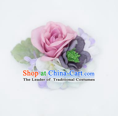 Top Grade Classical Wedding Silk Flowers, Bride Emulational Wrist Flowers Bridesmaid Bracelet Flowers for Women