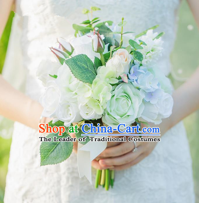 Top Grade Classical Wedding Silk Flowers, Bride Holding Emulational Flowers, Hand Tied Bouquet Flowers for Women