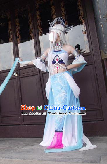 Traditional Ancient Chinese Classical Cartoon Character Dress Uniform Cosplay Game Role Qin Dynasty Snow Girl Costume Complete Set for Women