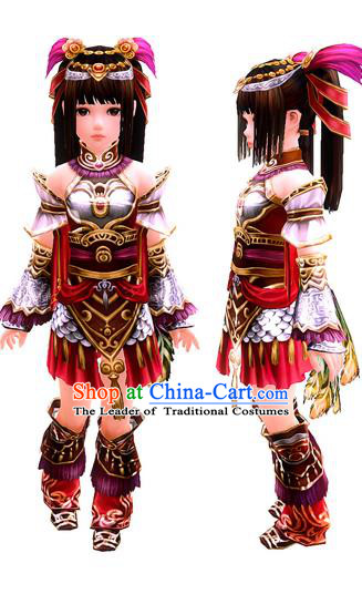 Traditional Ancient Chinese Classical Cartoon Character Little Fairy Uniform Cosplay Game Role Han Dynasty Children Swordmen Princess Costume Complete Set for Women