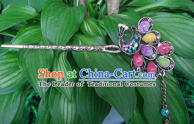 Traditional Chinese Miao Ethnic Minority Palace Hair Jewelry Accessories, Hmong Handmade Flowers Hairpins, Miao Ethnic Jewelry Accessories Hair Claw for Women