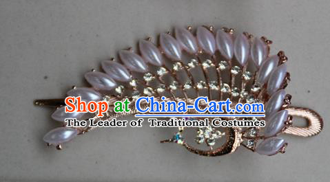 Traditional Chinese Miao Ethnic Minority Palace Hair Jewelry Accessories, Hmong Handmade Peacock Hairpins, Miao Ethnic Jewelry Accessories Hair Claw for Women