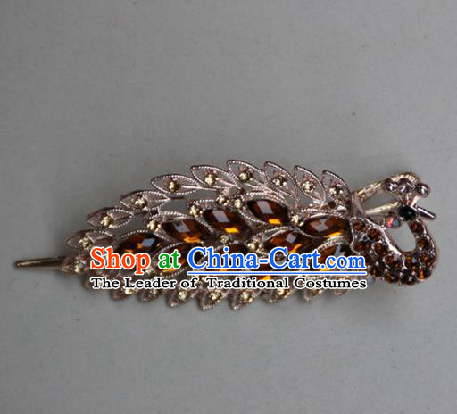 Traditional Chinese Miao Ethnic Minority Palace Hair Jewelry Accessories, Hmong Handmade Peacock Hairpins, Miao Ethnic Jewelry Accessories Hair Claw for Women