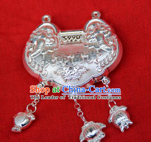 Traditional Chinese Miao Ethnic Minority Miao Silver Longevity Lock for Children