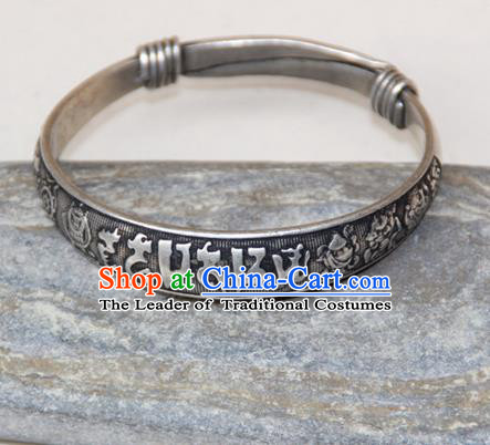 Traditional Chinese Miao Ethnic Minority Miao Silver Bracelet, Hmong Handmade Bracelet Jewelry Accessories for Women