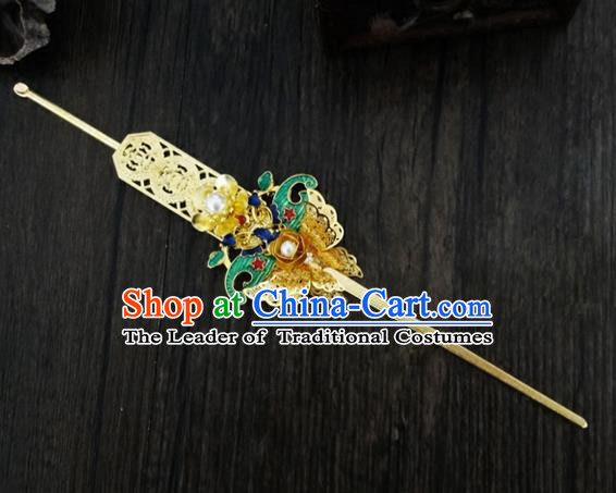 Traditional Handmade Chinese Ancient Classical Hair Accessories Barrettes Hairpin, Blueing Hair Sticks Hair Jewellery, Hair Fascinators Hairpins for Women