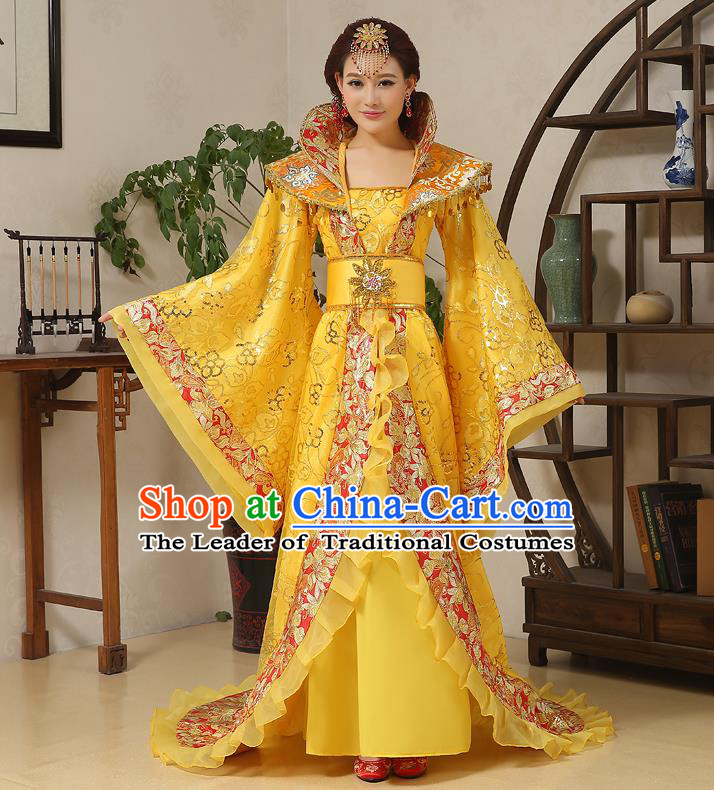 Traditional Ancient Chinese Imperial Emperess Costume, Chinese Wedding Dress, Cosplay Chinese Peri Imperial Princess Tailing Clothing Hanfu for Women