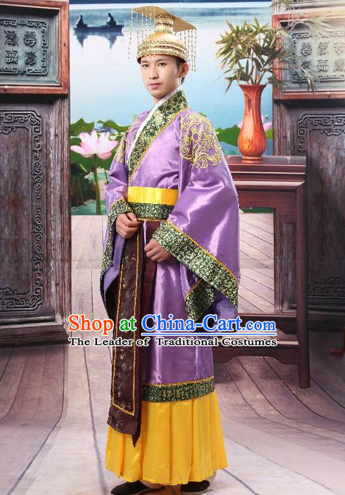 Traditional Ancient Chinese Imperial Emperor Costume, Chinese Han Dynasty Male Wedding Dress, Cosplay Chinese Imperial King Clothing Hanfu for Men