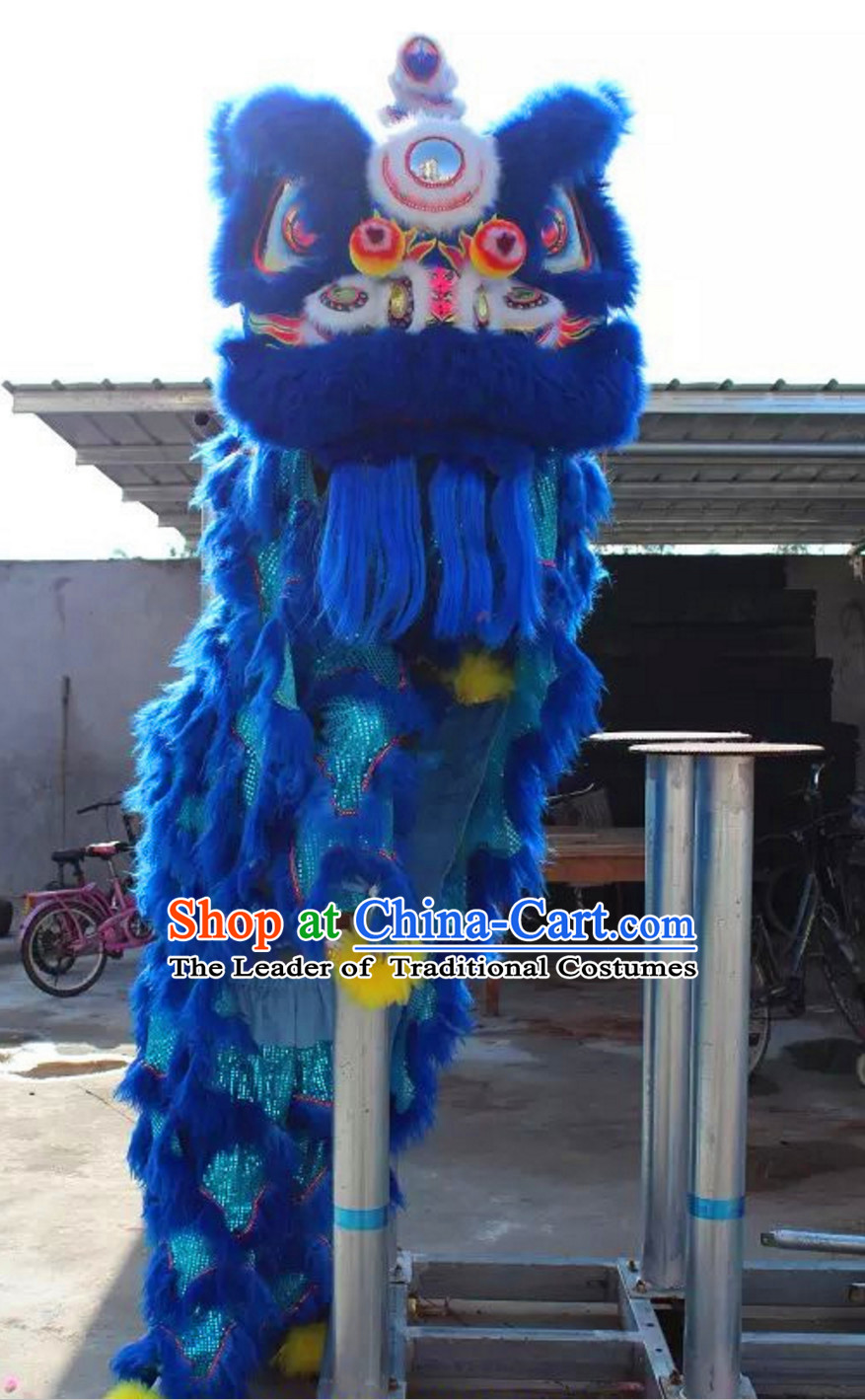 Chinese Folk Arts Natural Wool Lion Dance Costumes Complete Set