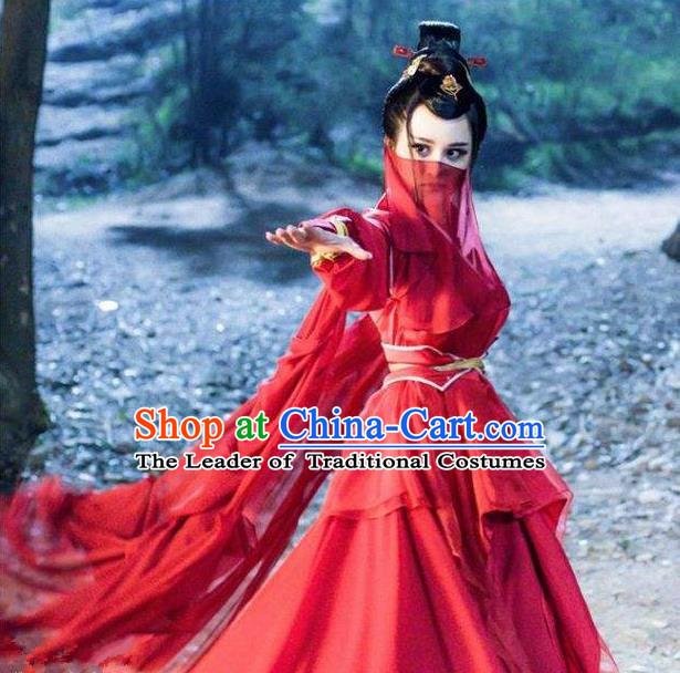 Traditional Ancient Chinese Dance Costume, Chinese Han Dynasty Dress, Cosplay Chinese Peri Imperial Princess Embroidered Clothing Hanfu for Women