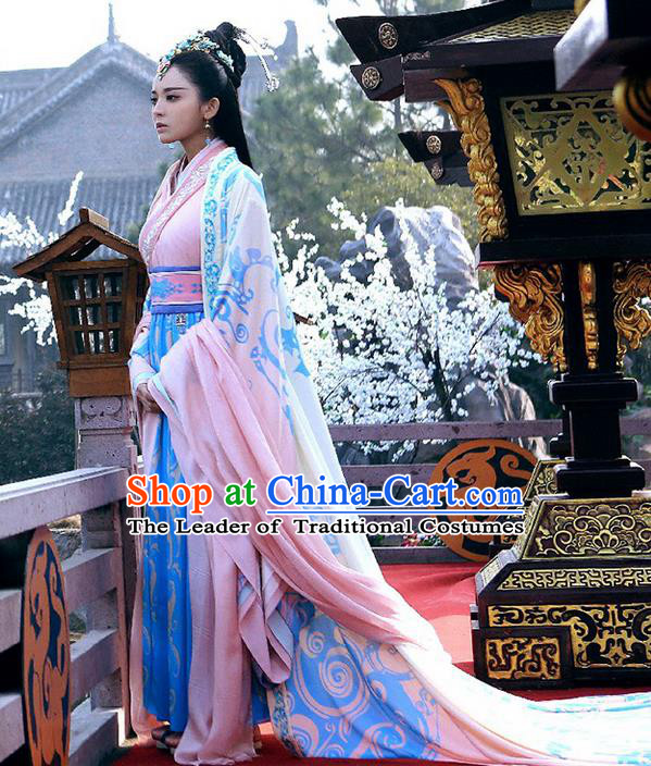 Traditional Ancient Chinese Imperial Emperess Costume, Chinese Han Dynasty Young Lady Dress, Cosplay Chinese Princess Embroidered Clothing Hanfu Costume for Women