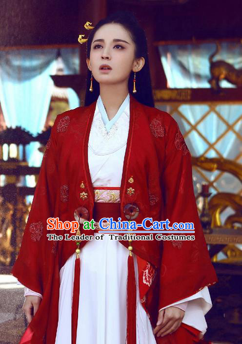 Traditional Ancient Chinese Imperial Emperess Costume, Chinese Han Dynasty Young Lady Dress, Cosplay Chinese Princess Embroidered Clothing Hanfu Costume for Women