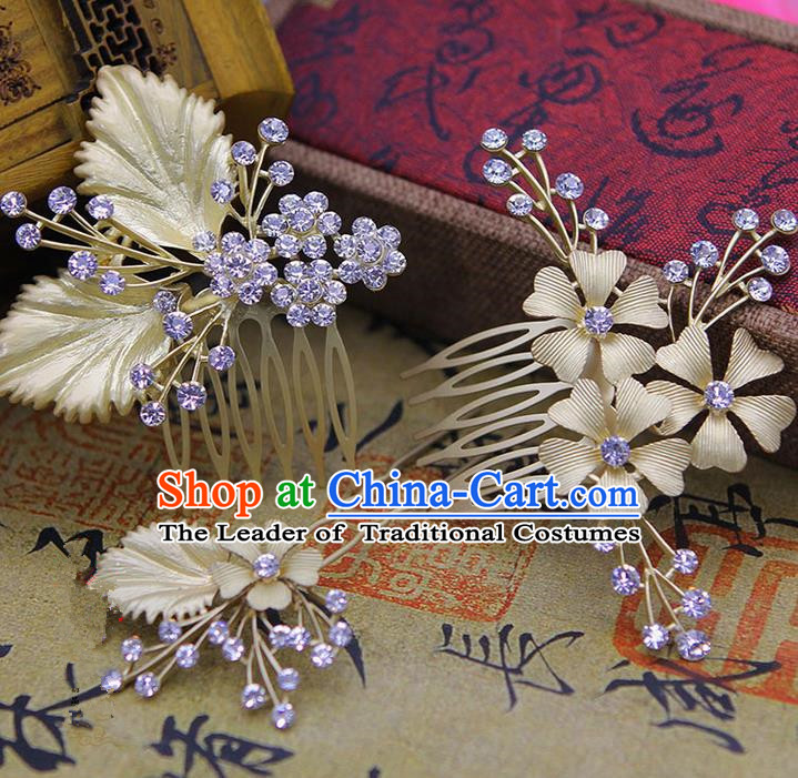 Traditional Handmade Chinese Ancient Classical Hair Accessories Bride Wedding Hairpin, Hair Claws Hair Comb Set for Women