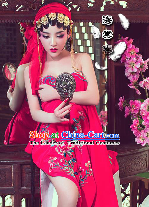 Traditional Ancient Chinese Peking Opera Classical Costume, Chinese Tang Dynasty Young Lady Water Sleeves Dance Dress, Cosplay Chinese Peri Princess Clothing for Women