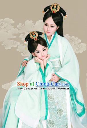 Traditional Ancient Chinese Mother and Daughter Outfit Costume Complete Set, Chinese Tang Dynasty Parent-Child Woman Dress, Cosplay Chinese Family Portrait Clothing Hanfu for Women for Children