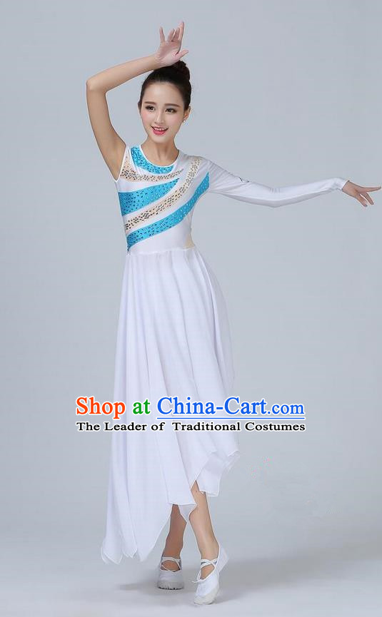 Traditional Modern Dancing Compere Costume, Women Opening Classic Chorus Singing Group Dance Dress, Modern Dance Classic Lotus Dance Paillette Dress for Women