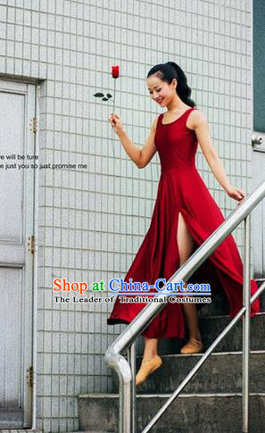 Traditional Modern Dancing Costume, Women Opening Classic Chorus Singing Group Dance Dress, Modern Dance Classic Ballet Dance Red Dress for Women