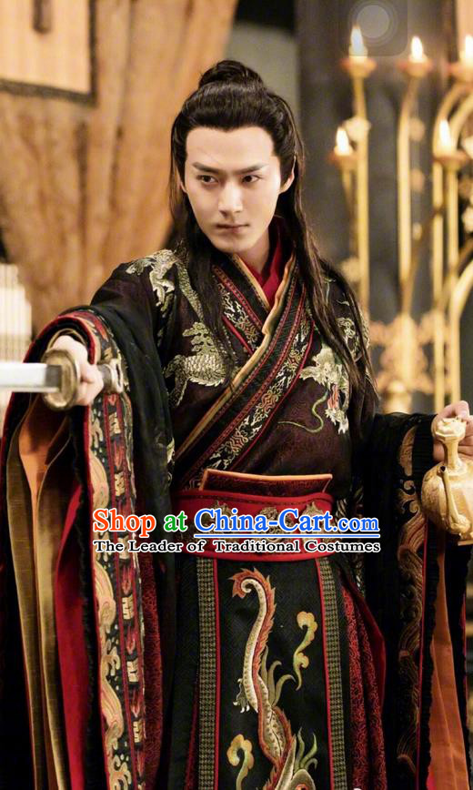 Traditional Ancient Chinese Nobility Childe Costume, Elegant Hanfu Male Lordling Dress, Tang Dynasty Swordsman Clothing, China Imperial Crown Prince Embroidered Dragon Clothing for Men