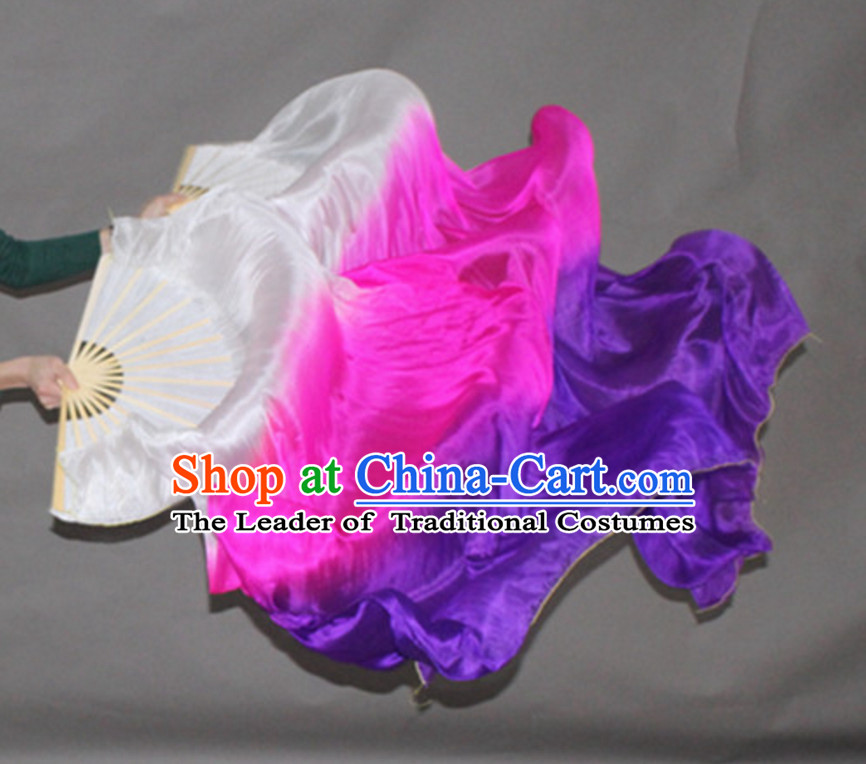 Color Transition Top Pure Silk 1.5 Meter Long Dance Fan Streamer