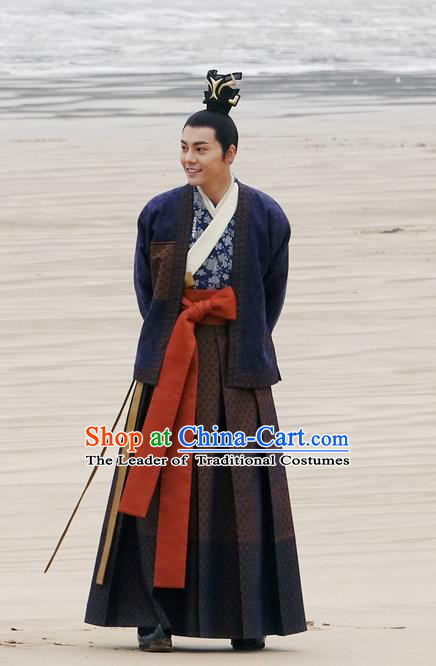 Traditional Ancient Chinese Nobility Childe Costume, Elegant Hanfu Western Wei Dynasty Swordsman Clothing, Chinese Northern Dynasties Prince Clothing for Men