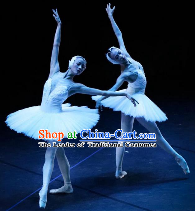 Traditional Modern Dancing Compere Costume, Opening Classic Chorus Singing Group Dance Bubble Dress Tu Tu Dancewear, Modern Dance Classic Ballet Dance White Veil Dress for Women